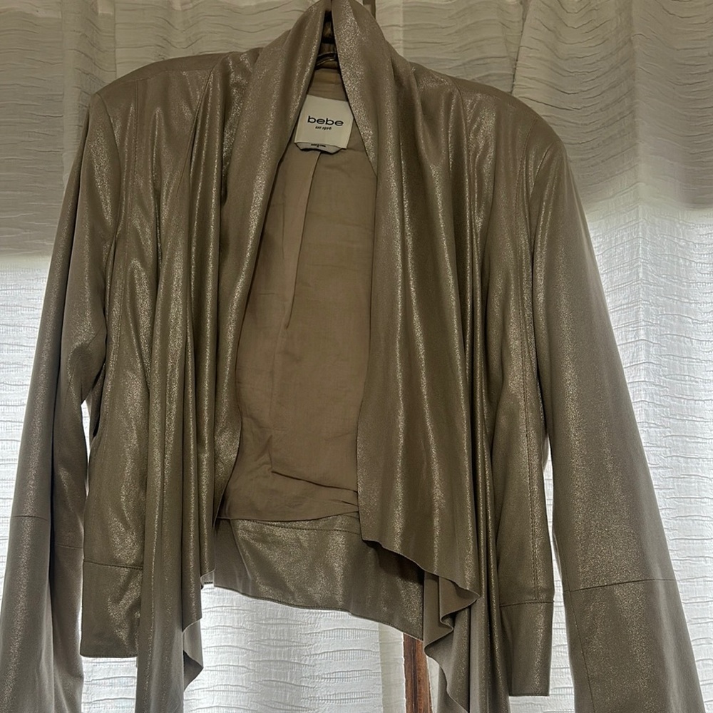 Bebe Metallic Jacket Champagne Silver